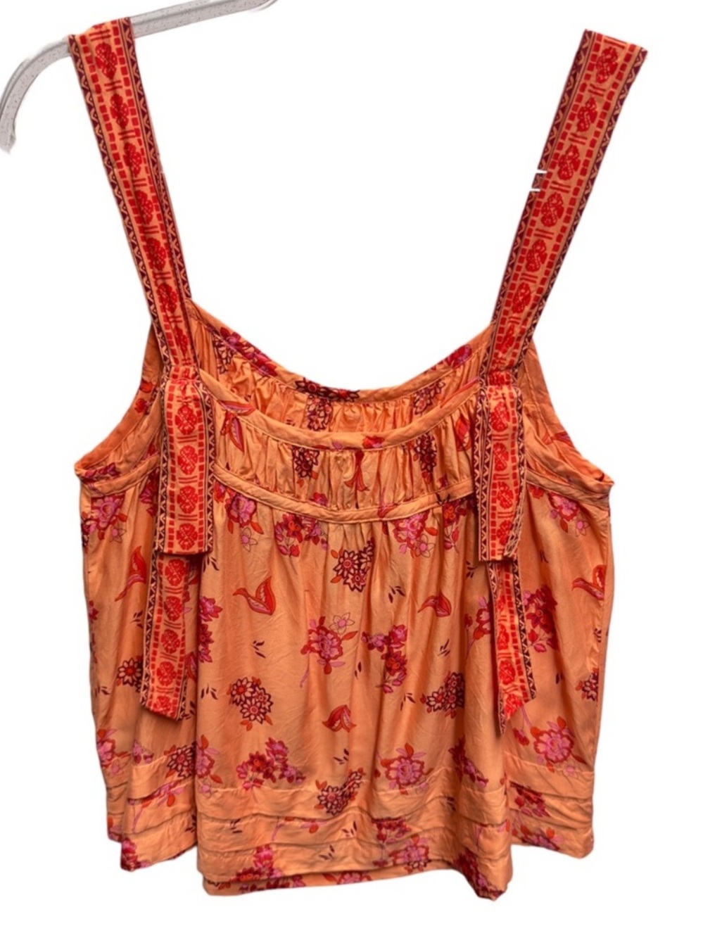 Pure Modal Floral Pleated Tiered Babydoll Tank Top Blouse